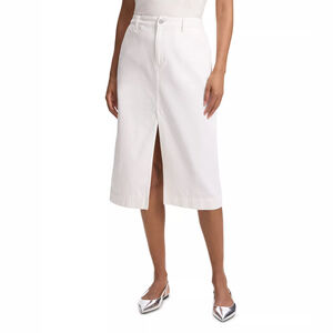 NWT Theory Denim Midi White Skirt Slit at Front $375 - Size 27 - Small